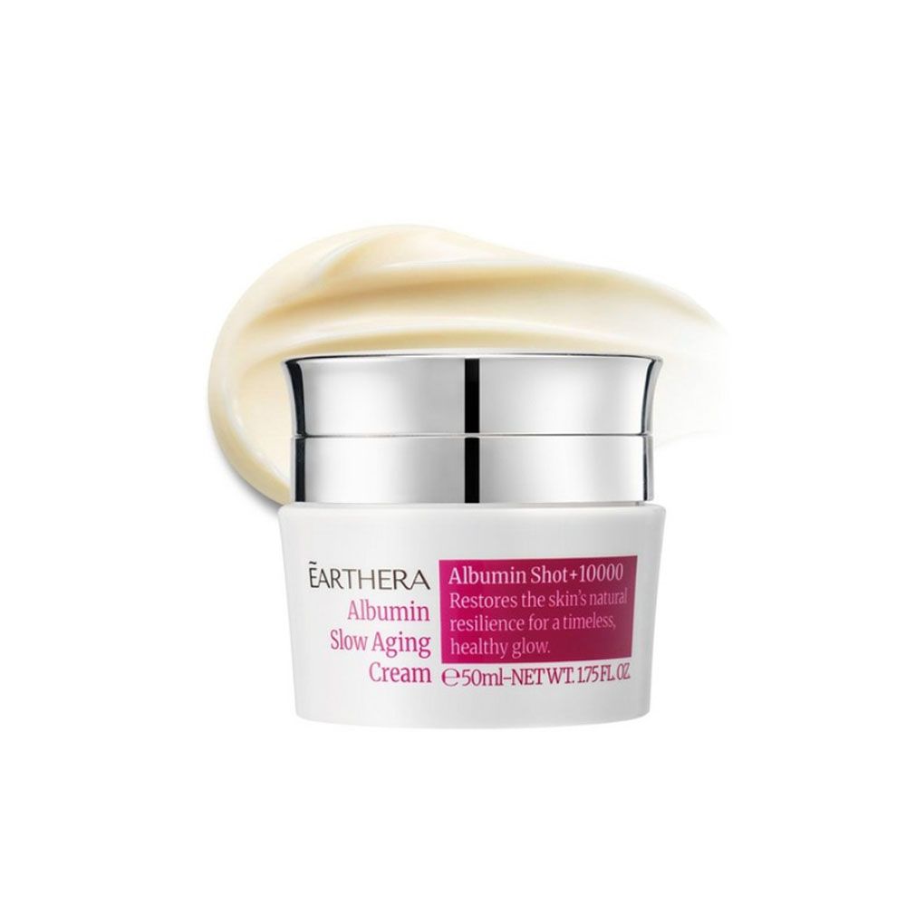 EARTHERA Albumin Slow Aging Cream jar 50ml Anti Wrinkle Collagen Boosting K Beauty Cream _ Made in Korea